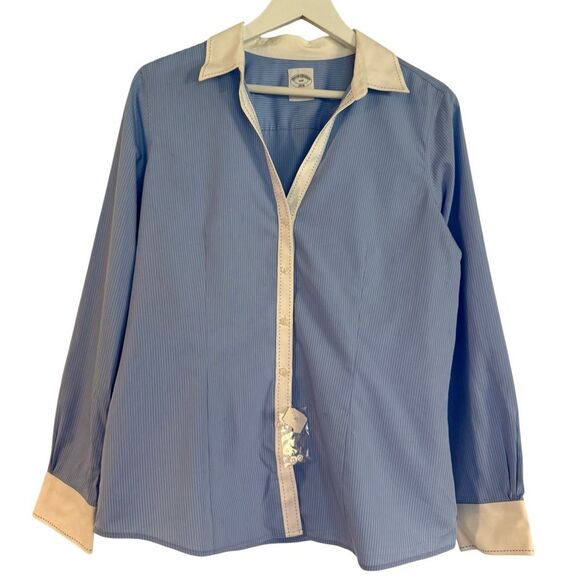 Brooks Brothers NWT blue and white striped button down 14p - Picture 1 of 9